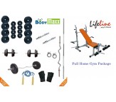 72 KG Body Maxx Complete Home Gym Set + Lifeline Multi Purpose Bench Press + 4 Rods & Lots more..!!